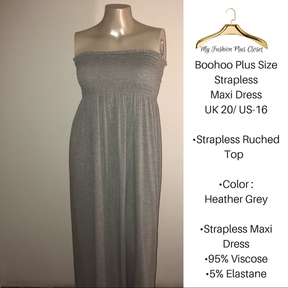 Boohoo Plus Size Ruched Sleeveless Maxi Dress